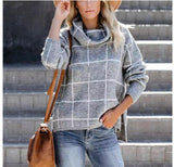 High Neck Classical Plaid Knitted Sweater