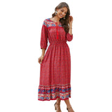 Floral Printed Half Sleeve Bohemian Long Dress