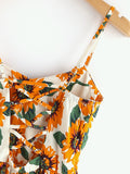 Random Sunflower Print Crisscross Back A Line Cami