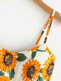 Random Sunflower Print Crisscross Back A Line Cami