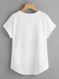 Watercolor Painting Print Dip Hem Chiffon Top