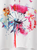 Watercolor Painting Print Dip Hem Chiffon Top