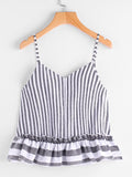 Contrast Striped Frill Hem Cami Top