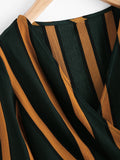V Neckline Striped Surplice Crop Top