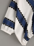 Random Print Contrast Print Double V Blouse