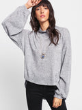 Split Side Dip Hem Bow Back Sweater