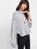 Split Side Dip Hem Bow Back Sweater