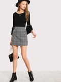 Wales Check Zip Back Skirt