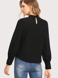Puff Sleeve Pleated Detail Blouse