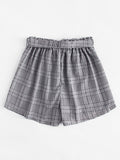 Self Tie Waist Plaid Shorts