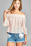 Women's 3/4 Three Quarter Long Sleeve Off Shoulder