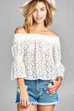 Women's 3/4 Three Quarter Long Sleeve Off Shoulder