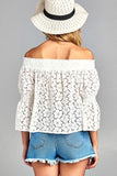 Women's 3/4 Three Quarter Long Sleeve Off Shoulder