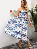 Floral Print Split Tube Dress