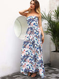 Floral Print Split Tube Dress