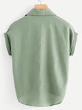 Rolled Cuff Knotted Hem Shirt