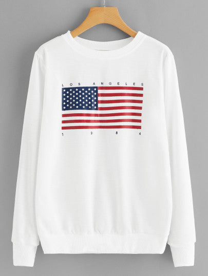 American Flag Print Sweatshirt