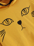 Cat Print Hooded Sweatshirt