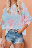 Orange Tie Dye Pullover Long Sleeve Top