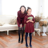 (Mommy & Me) Burgundy & Navy Pocket A-Line Dress