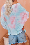 Orange Tie Dye Pullover Long Sleeve Top