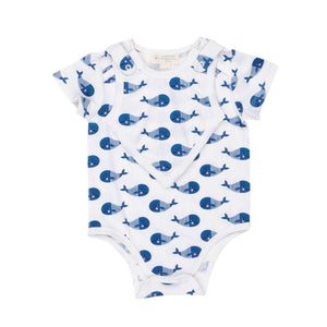 Smart Short Sleeve Bodysuit + Bib - Blue Whale