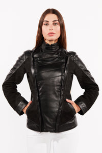 Womens Cosette Dual Panel Leather & Suede Jacket