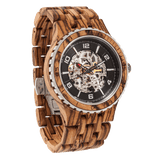 Men's Premium Self-Winding Transparent Body Zebra Wood Watches