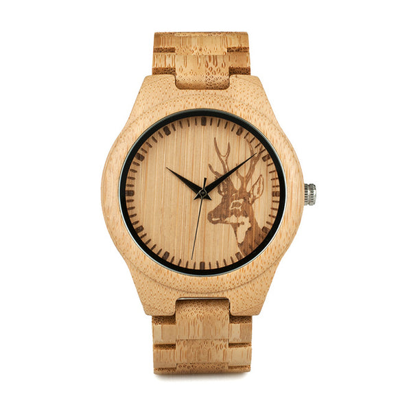 D28 Natural Bamboo Wood Watches With Deer