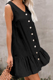 Black Sleeveless Button Down Tank Dress