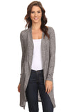 Women's Ribbed Open Front Long Sleeve Cardigan