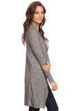 Women's Ribbed Open Front Long Sleeve Cardigan