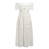 Off Shoulder Beach Women Ladies White Twist Sequin