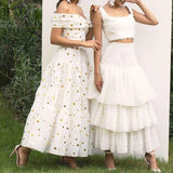 Off Shoulder Beach Women Ladies White Twist Sequin