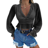sexy chiffon transparent ruffles tops shirts