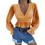 sexy chiffon transparent ruffles tops shirts