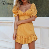 Cotton Eyelet Dress Mango Women Summer Elegant Puff Sleeve Party Dress