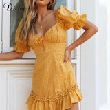 Cotton Eyelet Dress Mango Women Summer Elegant Puff Sleeve Party Dress