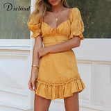 Cotton Eyelet Dress Mango Women Summer Elegant Puff Sleeve Party Dress