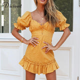 Cotton Eyelet Dress Mango Women Summer Elegant Puff Sleeve Party Dress