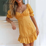 Cotton Eyelet Dress Mango Women Summer Elegant Puff Sleeve Party Dress