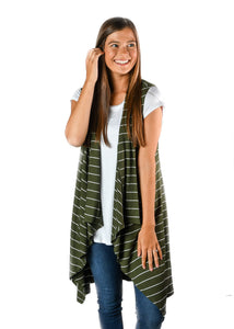 Lux Olive Stripe Flyaway Vest