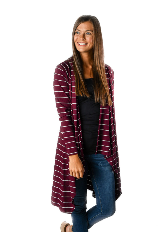 Maroon Stripe Cardigan