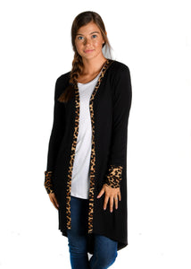 Black with Leopard Favorite Cardigan