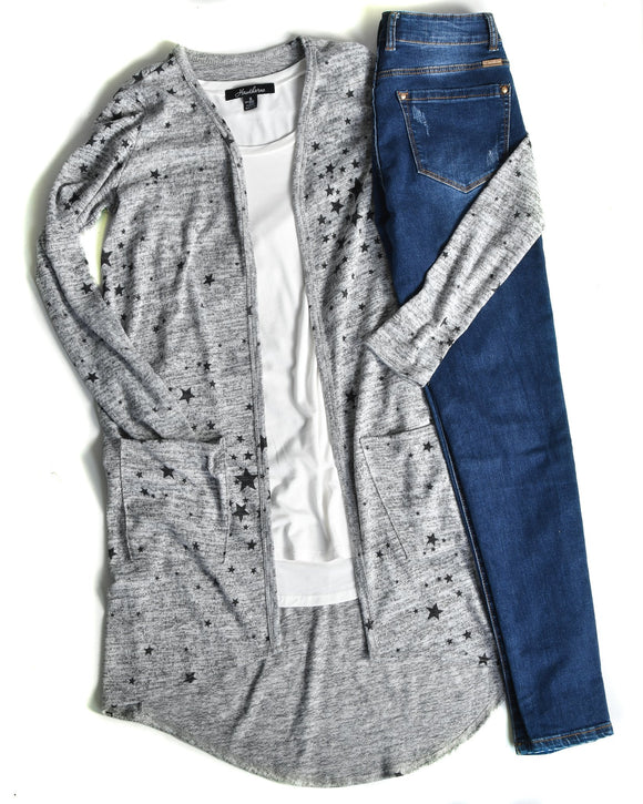 Heather Gray Star Favorite Cardigan