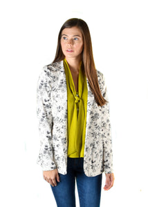 Cream & Black Floral French Terry Blazer