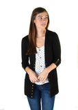 3/4 Black Snap Cardigan