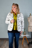 Cream & Black Floral French Terry Blazer