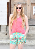 RTS! Mint Floral French Terry Shorts