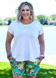 RTS! Mint Floral French Terry Shorts